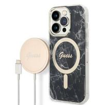 Guess Set GUBPP14XHMEACSK Case+ Charger for iPhone 14 Pro Max 6,7" / black