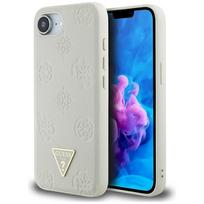 Case Guess Grained Hot Stamp Peony Triangle Logo MagSafe for iPhone 16e / beige