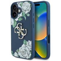 Case Guess Grained Roses Big 4G logo for iPhone 16 / blue