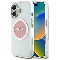 Case Guess IML Metal Colored Circle Classic Logo MagSafe for iPhone 16 / pink