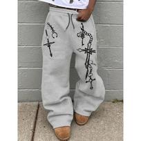White Wide Leg Joggers with Black Dragon Art Trend Alert S