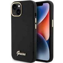 Guess GUHCP15SSMBSLK Hardcase Silicone Script Metal Logo & Fram for iPhone 15 / 14 / 13 6.1" / black