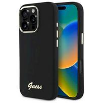 Guess GUHCP16LSMBSLK Silicone Script Metal Logo & Frame Hardcase for iPhone 16 Pro 6.3" / black