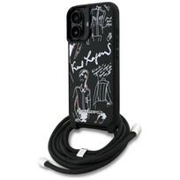 Karl Lagerfeld Crossbody Grained Pattern & Logo MagSafe Case for iPhone 16 / black