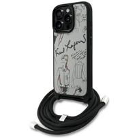 Karl Lagerfeld Crossbody Grained Pattern & Logo Case for iPhone 16 Pro / grey