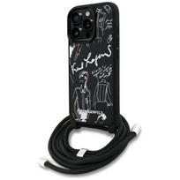 Karl Lagerfeld Crossbody Grained Pattern & Logo Case for iPhone 16 Pro Max / black