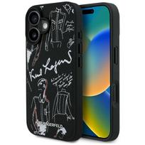 Karl Lagerfeld Grained Pattern & Logo MagSafe Case for iPhone 16 / black