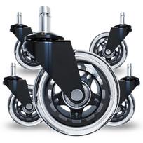 3 colių tylūs pasukami ratukai su stabdžiais - Skaidrūs PU baldų ir biuro kėdžių ratai 3-inch with Brake Stem 10*22
