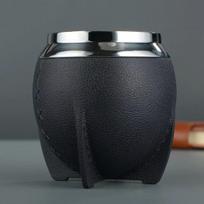 280 ml dvigubų sienelių nerūdijančio plieno yerba matė arbatos puodelis, termosas, raketos kavos puodelis, kavos termosas be šiaudelio 280ml juoda