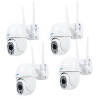 4-piece kit PNI IP440 WiFi PTZ wireless video surveillance camera, 4MP, digital zoom, micro SD slot, stand-alone, motion detection alarm, motion tracking