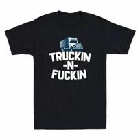 Truckin and Fuckin Funny Truck Driver Trucker Gift Vintage Men's T-Shirt Grey L