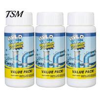 Vamzdžių valiklis 3 vnt. Valikliai Wild Cleaner milteliai Kanalizacijos valymo įrankis Virtuvės kriauklės Praustuvės Tualetai Saugus nutekėjimas 3pcs gray