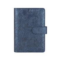 leaf Binder Stationery Magnetic Buckle Paper Holder Leather Binder Binder Pockets Notebook Cover A6 blue