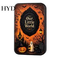 Pumpkin Ghost Vampire Decor DIY Mini Photo Frames Silhouette Tin Box, Halloween Miniature Commemorative Ornament Box Picture Display Storage Container oranžinė