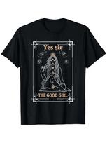 Yes Sir The Good-Girl Tarot Card Graphic T-Shirt – Black Crew Neck Tee with Gold XXXXL