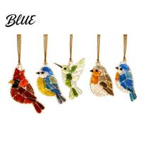 Mini Colored Glass Effect Decor 5Pcs Acrylic Suncatcher Window Hangings Sea Collage Kit with Birds Farm Animals Marine Hanging Ornaments Life Bird