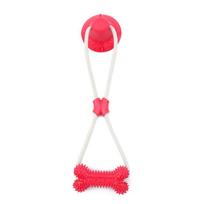 Suction Cup Dog Chew Toy Bite Resistant Molar Bone Toy For Medium Large Dogs raudona