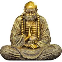 Aris & Juno Brass Dharma Buddha Feng Shui Statue – Chinese Peace & Wisdom Figurine for Entryway, Home Office Desk or Shelf Decor, Meditation Room, Medium