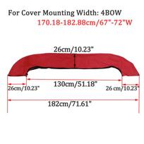 4 Bow Red Waterproof 600D Bimini Top Boot Cover No Frame Yacht Boat Anti UV Dustproof Cover With Zipper For 54-60W 61-72W 4 BOW 67-72W