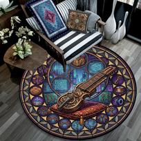 Steampunk Guitar Mandala Round Football Size 5 Adult Ball Suitable for Training Matches and Outdoor Team. 80cm x 80cm