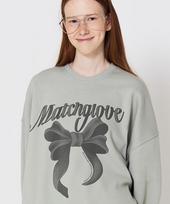 Match Glove Big Ribbon Sweatshirt (Light Green) Oatmeal/Free