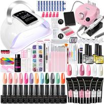 Viskas viename nagų įrankių rinkinys: Gelinis lakas, Statybinis ir priauginimo gelis, Nagų lempa, Dildė ir Finišinis gelis 6+4 manicure tool set