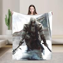 A-Assassins Game C-Creeds Fashion Flannel Blanket Warm Soft Bedding Throws for Home Decor Airplane Bedspread Sofa Bed Cover Size: 75*100cm, Weight: 230 GSM