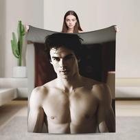 The Vampire Diaries Damon salvatore Blanket Super Warm Plush Bedding Throws For Home Decor Travel Office Flannel Bedspread Bed Size: 75*100cm, Weight: 230 GSM