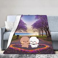 Bubu & Dudu Heart Love Plush Blanket Girls Boys Flannel Bedding Throws For Bedroom Warm Soft Design Quality Bedspread Gift Size: 75*100cm, Weight: 230 GSM