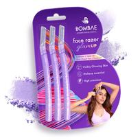 Bombae Glam-up Reusable Beauty Face Razor for Women Facial Hair - 3 | For Eyebrows, Upper Lip, Chin, Peach Fuzz, Forehead, Unibrow, Sideburns | Per