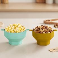 Collapsible Foldable Popcorn Bowl Silicone Nut Bowl Snack Container  Dry‑fruits Holding žalia