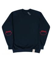 Graver [Unisex] Elbow Arch Logo Smile Sweatshirt_Navy Navy_Red Logo/S
