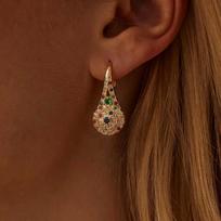 Elegant Luxury Imitation Pearl Waterdrop Earrings for Women Simple Round Colorful Zircon Earrings Banquet Party Wedding Jewelry