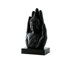 Hand-Shaped Backdrop Buddha Figurine Freestanding Base Meditation Sculpture  Home Office Decor juoda