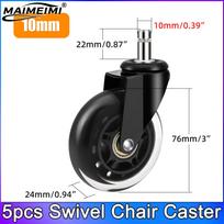 5PCS Swivel Caster Wheels Office Chair Caster Wheels 3 Inch Replacement 60KG Soft Safe Rollerblade Style Caster Hardware H0189-10MM