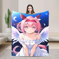 Haru Urara Aime Flannel Throw Blanket The Shining Star of Losers Everywhere Blankets for Bedding Car Lightweight Thin Bed Rug Size: 75*100cm, Weight: 230 GSM