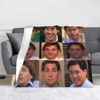 Michael Scott Dwight Schrute Flannel Blanket The Office Collage Funny Throw Blanket for Home 125*100cm Plush Thin Quilt Size: 75*100cm, Weight: 230 GSM