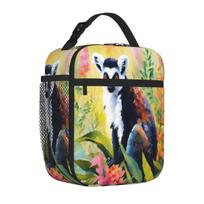 Bestselling Lemur Painting Preppy Student Lunch Bag Office Meal Prep Lunch Carrier One Size