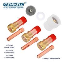 9pcs TIG Welding 1.0/1.6/2.4mm White Ceramic Nozzle Alumina Cup Kit Torches WP17 20 26 Stubby Collets Body Gas Lens Sets 9PCS 10No.