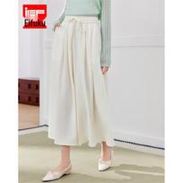 Women's Casual Drapey Wide-Leg Cropped Pants M abrikosas