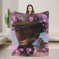 Arthur Morgan Red Dead Redemption Blanket Soft Funny Plush Bedding Throws For Outdoor Travel Office Flannel Bedspread Bed Cover Size: 75*100cm, Weight: 230 GSM