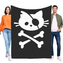 Cute Pirate Cat Blanket Soft Throw Cozy for Bed Sofa Indoor Use Unique Gift for Pet Lovers Lightweight Stylish Design Ideal for Size: 75*100cm, Weight: 230 GSM