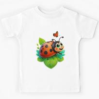 Happy Ladybug Bug Art Kids T-Shirt 170