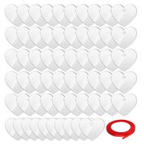 60 vienetų akrilinių širdelių ruošinių, 3 colių skaidrios širdelės, ornamentai, apskritimai, diskai 5cm white