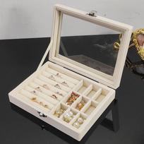 Elegant Petite Single-Compartment Jewelry Box - Secure Lock Clear Glass Lid Dust-Proof for Tiny Trinkets šviesiai geltonos spalvos