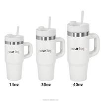 14oz Dvigubos sienelės nerūdijančio plieno puodelis vaikams kelionėms Vakuuminis izoliuotas keraminis puodelis su rankena 14 oz(396.89g) balta