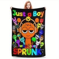Soft Funny Throw Blanket Sprunki Oversized Fleece Blanket Fiber Colorful Cartoon And Text Designs Suitable Custom blankets Size: 75*100cm, Weight: 230 GSM