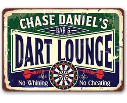 Personalized Dart Lounge and Bar  Classic Game Room Sign Sports Decoration Man Cave Store Wall Decor 8x12 or  U 20X30CM