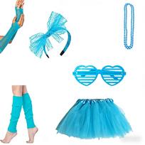 PESENAR  Blue Tutu Costume Accessory Set with Cat Ear Headband, Arm Warmers, Shutter Glasses and Thigh High Socks šviesiai mėlyna spalva