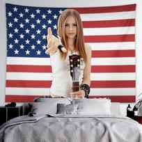 Retro Avril Lavigne Rock Aesthetic US Flag Tapestry Banner Wall Hanging Art Decor for Room Decorative Wall Hanging Scroll 100X70CM